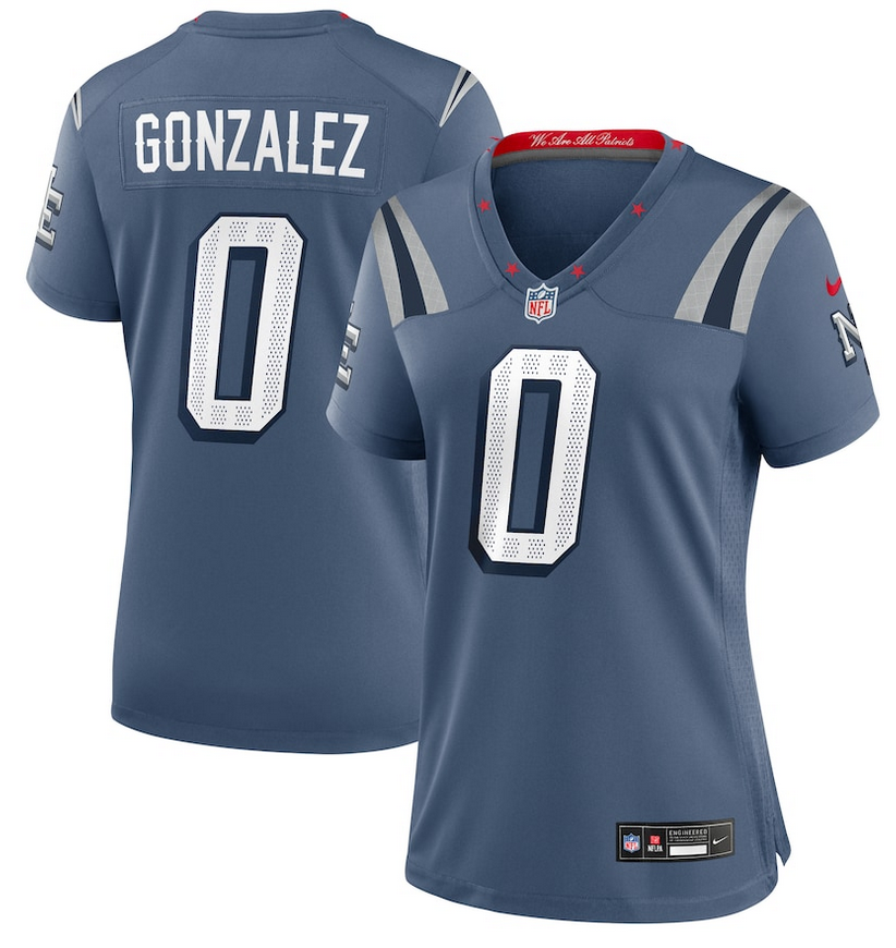 Women New England Patriots #0 Gonzalez Nike 2025 Rivalries blue Limited Jersey